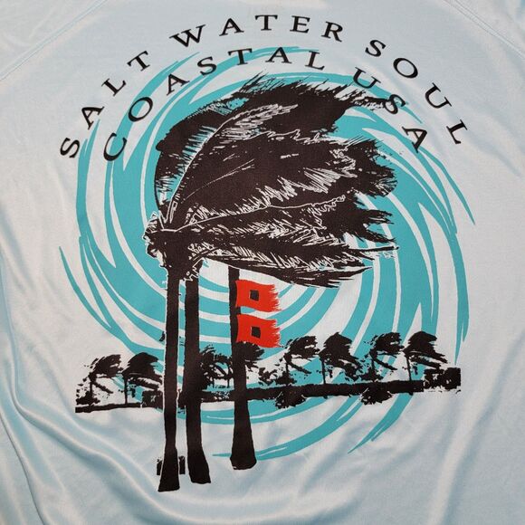 Salt Water Soul Graphic LS Tee "Coastal USA" Lt Blue - Size Large - Picture 2 of 4